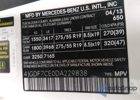 2013 Mercedes-Benz Gl 450 4Matic from USA, damaged, VIN 4JGDF7CE0DA229838